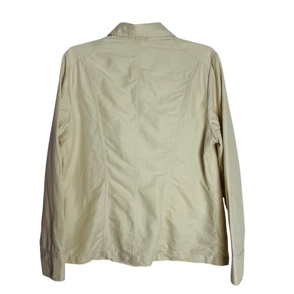 Sigrid Olsen Safari Jacket Women L Khaki Beige Linen Blend Chino Button Utility - Picture 2 of 7